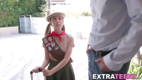 Petite girl scout Daphne Dare receives cum...