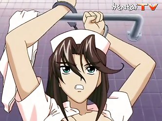 Hot hentai brunette gets handcuffed